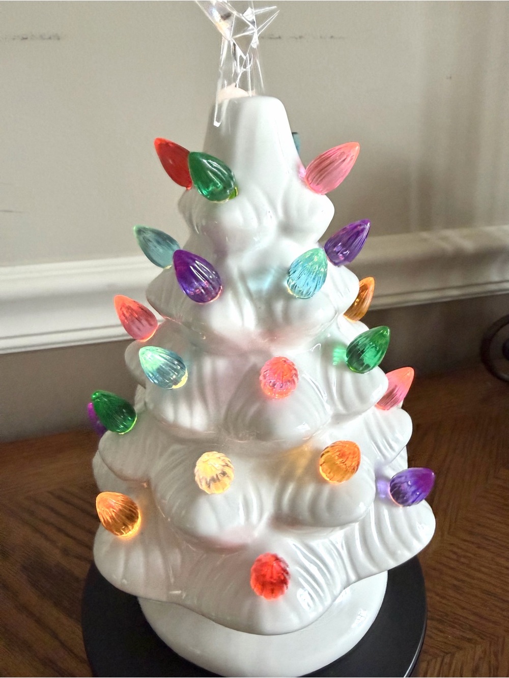 Vintage inspired White ceramic LED Christmas tree 9”